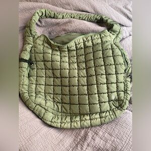 Free People Quilted Sage Green Puffer Tote